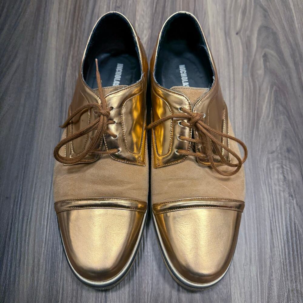 Fabulous Nicholas Kirkwood Gold Suede Luxury Sneaker 41